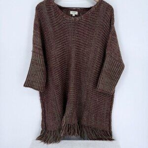 Umgee Red Fringe Trimmed Pull Over Sweater Size Large